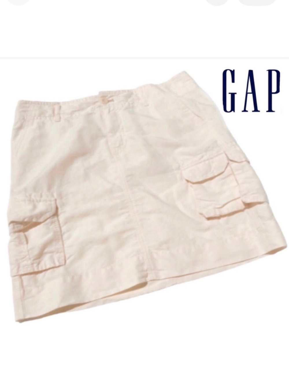 Gap Cargo Mini Skirt, Cream Linen Blend, Size 6